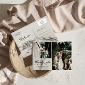 Hochzeit Danke Lässiges Script | Zwei Fotos Postkarte