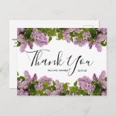 Hochzeit Danke | Lila Blumenschrift Postkarte (Vorne/Hinten)