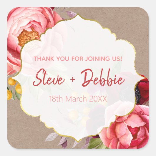 Hochzeit Danke Lip Balm Quadratischer Aufkleber (Vorderseite)