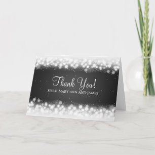 Hochzeit "Danke" Magic Sparkle Black Dankeskarte