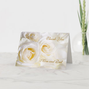 Hochzeit Danke, Mama und Vater Card, weiße Rosen Dankeskarte