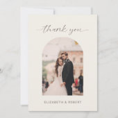 Hochzeit Danke Minimal Modern Foto Taupe (Vorderseite)