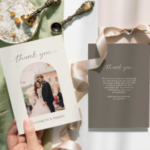 Hochzeit Danke Minimal Modern Foto Taupe