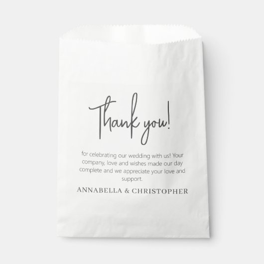 Hochzeit Danke, Minimalistisch, stilvoll Geschenktütchen (Vorderseite)