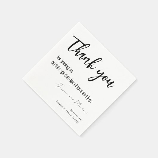 💍 Hochzeit Danke Minimalistisches Elegant Serviette (Ecke)