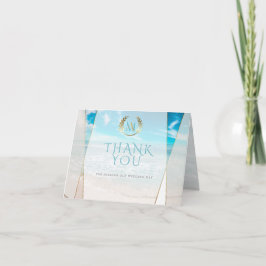 Hochzeit Danke | Moderne Mongram Beach Wedding