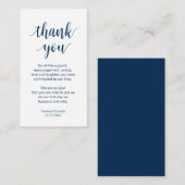 Hochzeit Danke, Moderne Navy Blue Script Begleitkarte (Vorne/Hinten)