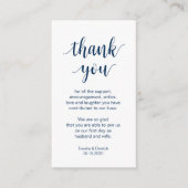 Hochzeit Danke, Moderne Navy Blue Script Begleitkarte (Vorderseite)