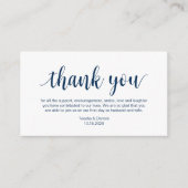 Hochzeit Danke, Moderne Navy Blue Script Begleitkarte (Vorderseite)