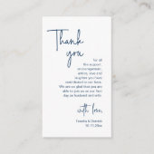 Hochzeit Danke, Moderne Navy Blue Script Begleitkarte (Vorderseite)
