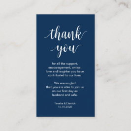 Hochzeit Danke, Moderne Navy Blue Script Begleitkarte