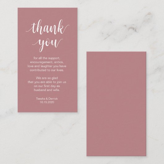 Hochzeit Danke, Modernes, einfaches Skript Begleitkarte (Vorne/Hinten)