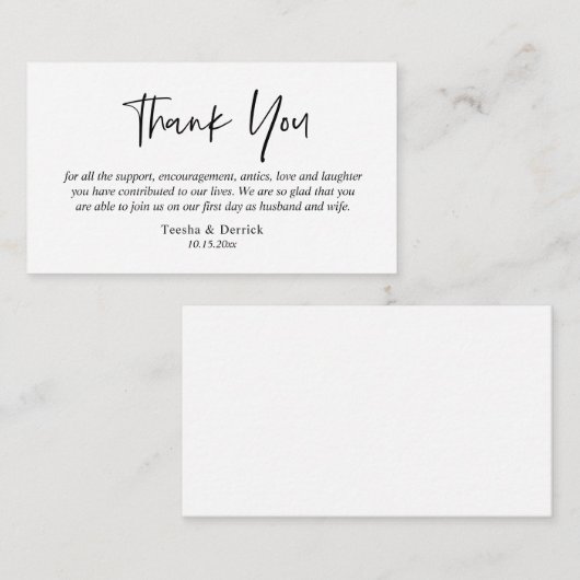 Hochzeit Danke, Modernes, einfaches Skript Begleitkarte (Vorne/Hinten)