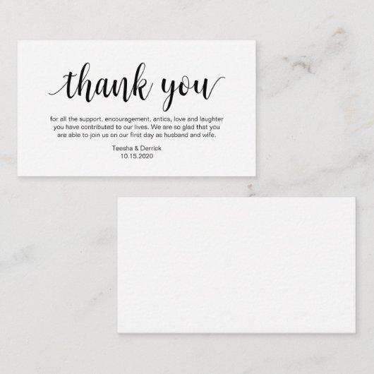 Hochzeit Danke, Modernes, einfaches Skript Begleitkarte (Vorne/Hinten)