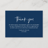 Hochzeit Danke, Modernes einfaches Skript Navy Blu Begleitkarte (Vorderseite)