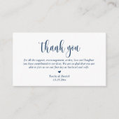 Hochzeit Danke, Modernes Script, Klassisches Navy Begleitkarte (Vorderseite)