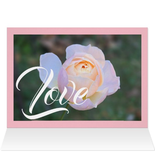 Hochzeit danke Monogram Pastel Pink Rose (Innenansicht Horizontal (Oben))