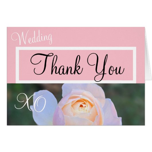 Hochzeit danke Monogram Pastel Pink Rose (Vorderseite (Horizontal))