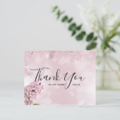 Hochzeit Danke | Pink Floral Script Postcard Postkarte (Stehend Vorderseite)