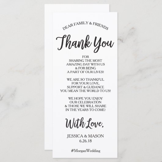 Hochzeit Danke Platzkarte - Hallo Script (Vorne/Hinten)