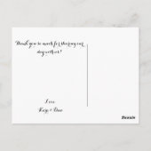 Hochzeit Danke, Postcard Postkarte (Rückseite)