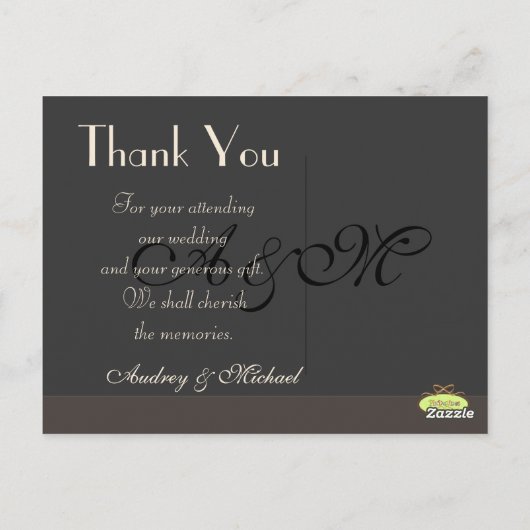 Hochzeit Danke Postkarten, schlicht Postkarte (Rückseite)