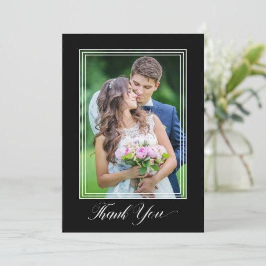 Hochzeit Danke, Script 2 Foto Black Danke (Stehend Vorderseite)