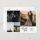 Hochzeit Danke, Script | Moderne FotoCollage Postkarte (Vorne/Hinten)