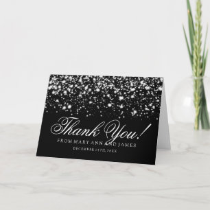 Hochzeit "Danke" Silber Midnight Glam Dankeskarte