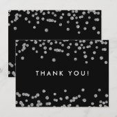 Hochzeit Danke Silver Glitzer Confetti Black (Vorne/Hinten)