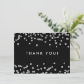 Hochzeit Danke Silver Glitzer Confetti Black (Stehend Vorderseite)