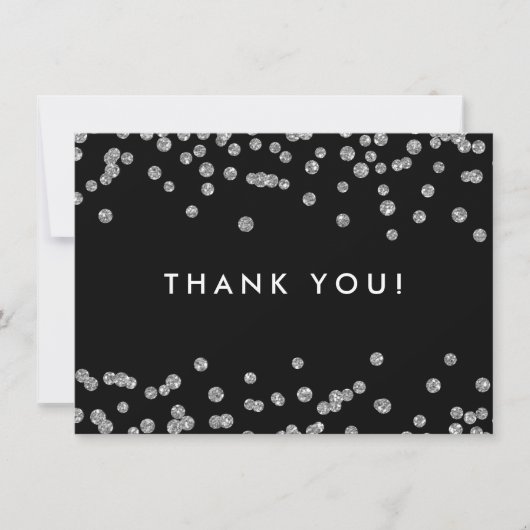 Hochzeit Danke Silver Glitzer Confetti Black (Vorderseite)