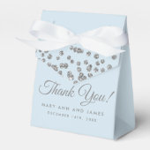 Hochzeit Danke Silver Glitzer Confetti Ice Blue Geschenkschachtel (Vorderseite)