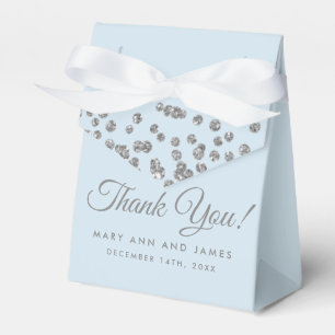 Hochzeit Danke Silver Glitzer Confetti Ice Blue Geschenkschachtel