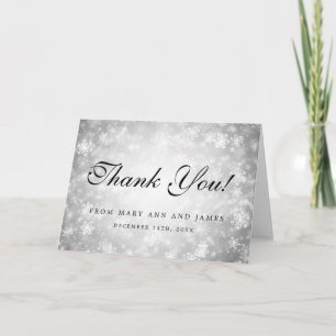 Hochzeit "Danke" Silver Winter Wonderland Dankeskarte