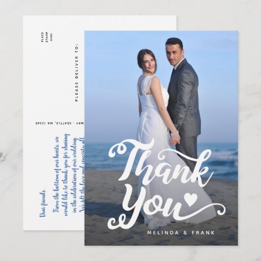 Hochzeit Danke | Skript über Foto Postkarte (Vorne/Hinten)