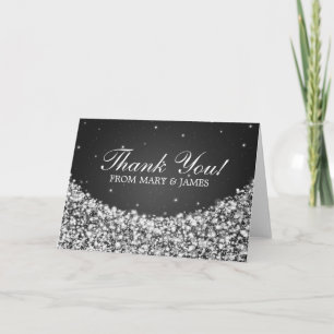 Hochzeit "Danke" Sternenglanz Schwarz Dankeskarte