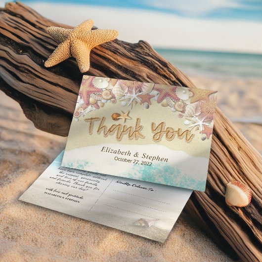 Hochzeit Danke Summer Beach Starfish Seashell Postkarte