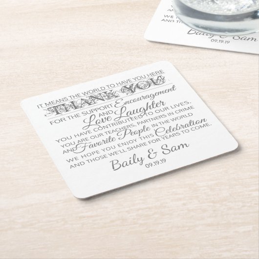 Hochzeit danke Untersetzer (angewinkelt)