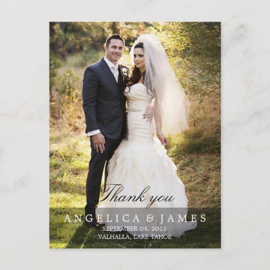 Hochzeit Danke (vertikal - volles Foto) Postkarte (Vorderseite)