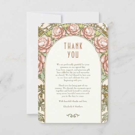 Hochzeit Danke Vintage Jugendstil-Karte Einladung (Vorderseite)