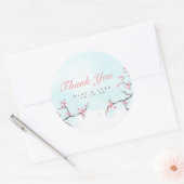 Hochzeit Danke | Wasserfarbenkirschblüten Runder Aufkleber (Umschlag)