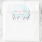 Hochzeit Danke | Wasserfarbenkirschblüten Runder Aufkleber (Tasche)