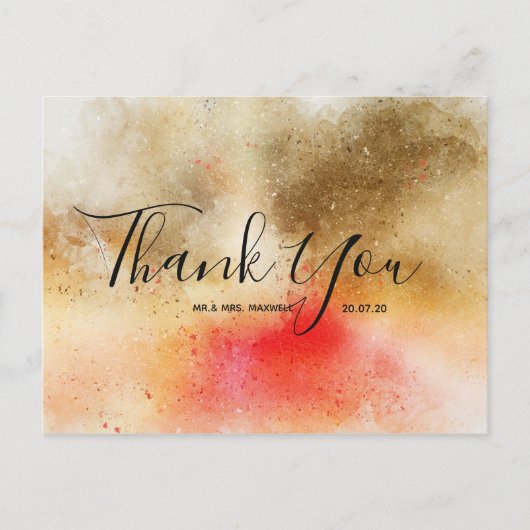 Hochzeit Danke | Watercolor Script Postcard Postkarte (Vorderseite)