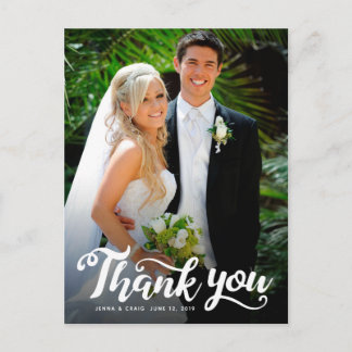 Hochzeit Danke | Weiße Schrift über Foto Postkarte