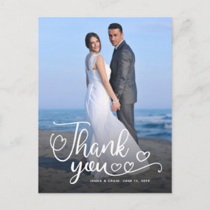 Hochzeit Danke Weiße Schrift über Foto Postkarte