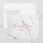 Hochzeit Danke | White Marble Script Postcard Postkarte (Vorne/Hinten)