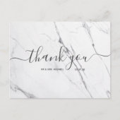 Hochzeit Danke | White Marble Script Postcard Postkarte (Vorderseite)