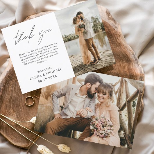 Hochzeit Dankeschön Foto Minimalistisch Elegant Dankeskarte