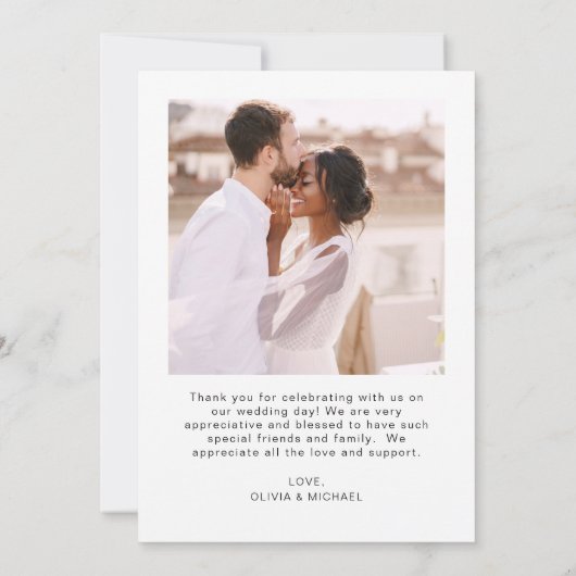 Hochzeit Dankeschön Foto Minimalistisch Romantik Dankeskarte (Rückseite)